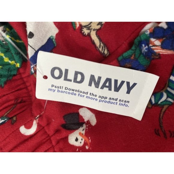 Old Navy Flannel Pajama Pant Sleep Lounge Red Holiday Pets Cotton 2XL 34" Inseam - Picture 6 of 16